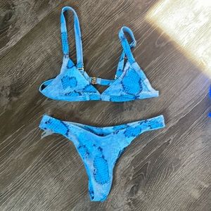 Blue Snake Print Shein Bikini